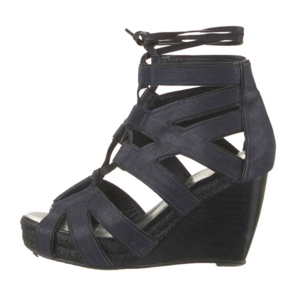 PIERRE HARDY Canvas Gladiators Lace Up Wedge Sandals Shoes,sz.40
